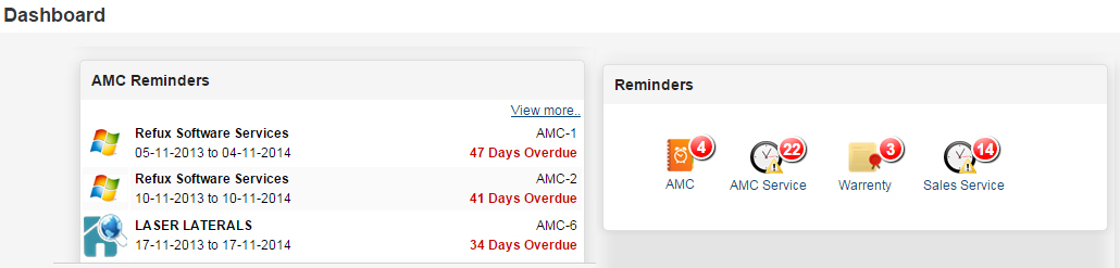AMC Management and AMC Service reminders